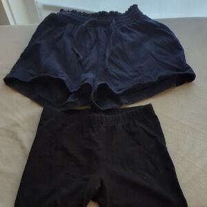 Old Navy Navy Shorts with Black Leggings Set